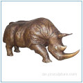 Metal Craft Leben Größe Garten Bronze Nashorn Statue